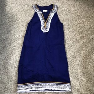 Mud pie embroidered dress navy small